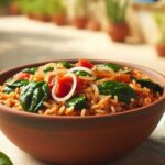 Mediterrán spenótos – paradicsomos barna rizs